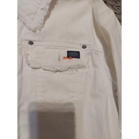 Official Harley Davidson Women's Jacket And Jeans White Fringe Size8 Motorcycle - Picture 7 of 16